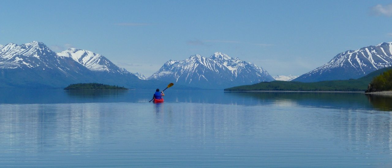 Kayak on waters of Lake Clark